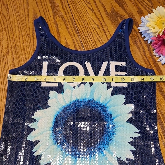 Justice LOVE Sequined Tank Top - Girl's 16 - Picture 5 of 6